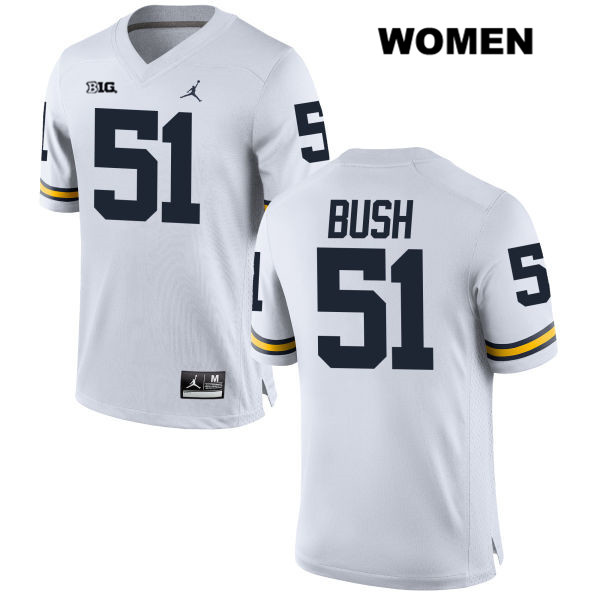 Women's NCAA Michigan Wolverines Peter Bush #51 White Jordan Brand Authentic Stitched Football College Jersey CU25P12HJ